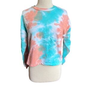 Jolie & Joy by FCT with Live Size Small Long Sleeve Crop Top Sweatshirt Tie Dye
